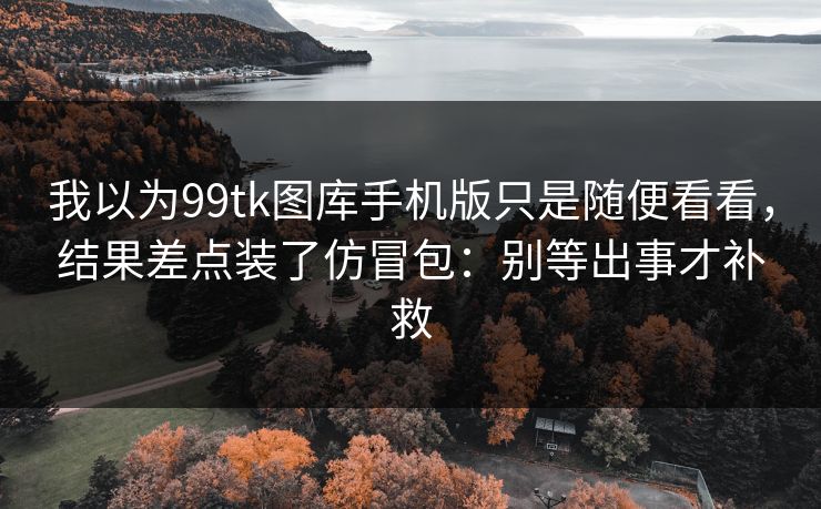 我以为99tk图库手机版只是随便看看，结果差点装了仿冒包：别等出事才补救