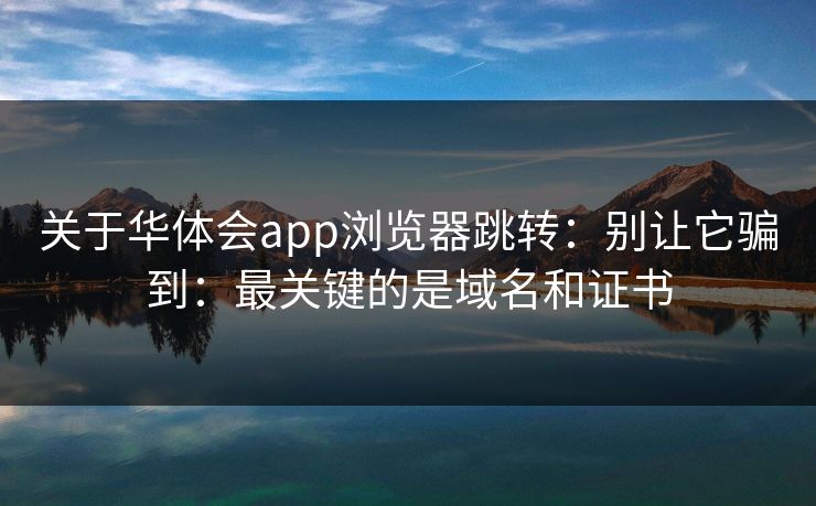 关于华体会app浏览器跳转：别让它骗到：最关键的是域名和证书